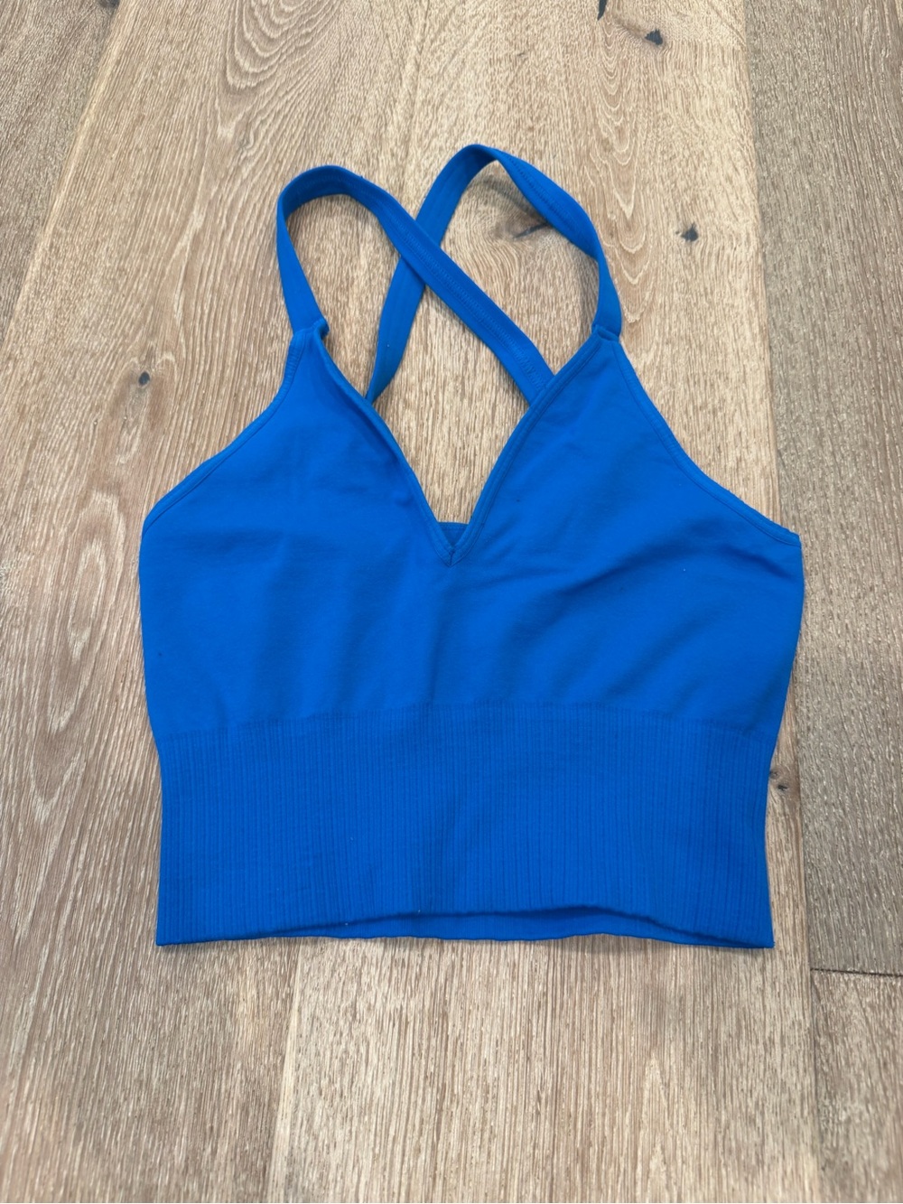 Free People V-Neck Crossback Bralette in Cobalt Blue